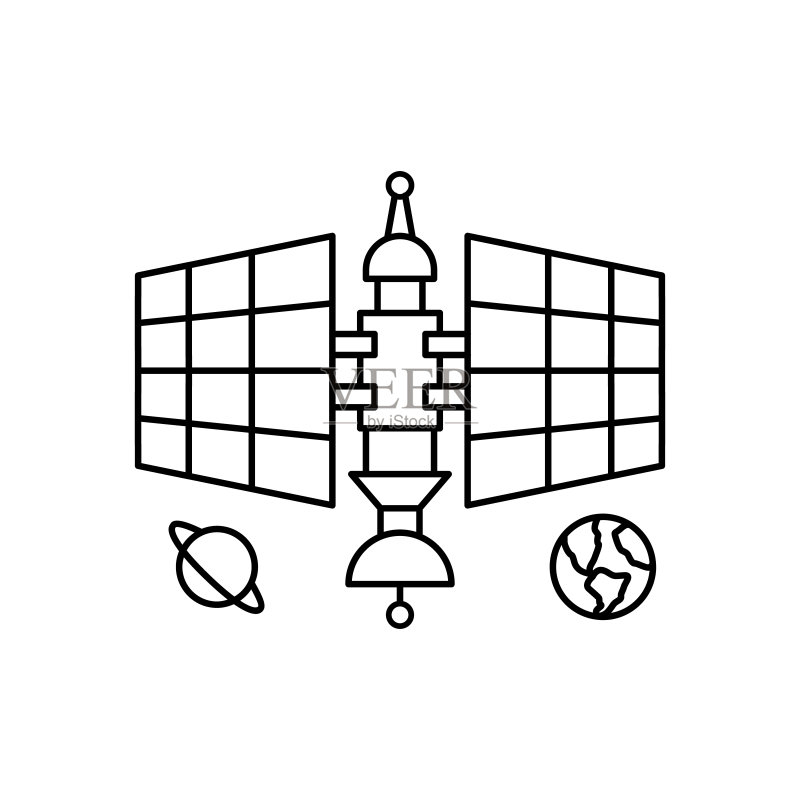 轨道殖民地图标。行星际殖民UI和UX、网站或移动应用程序的简单线条矢量元素图标素材