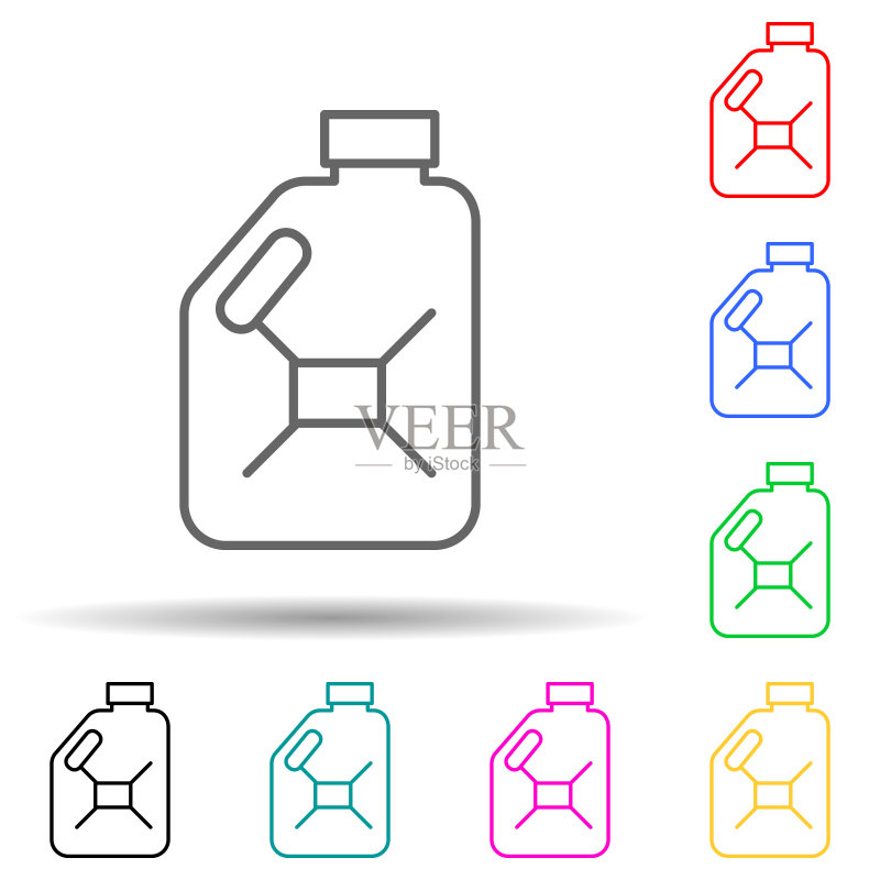 油瓶多色风格图标。用于UI和UX、网站或移动应用程序的汽车服务和维修部件图标的简单细线、轮廓矢量图标素材