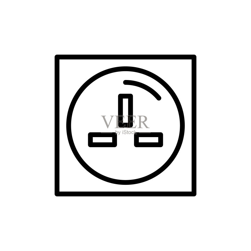 简易插座线条图标图标素材