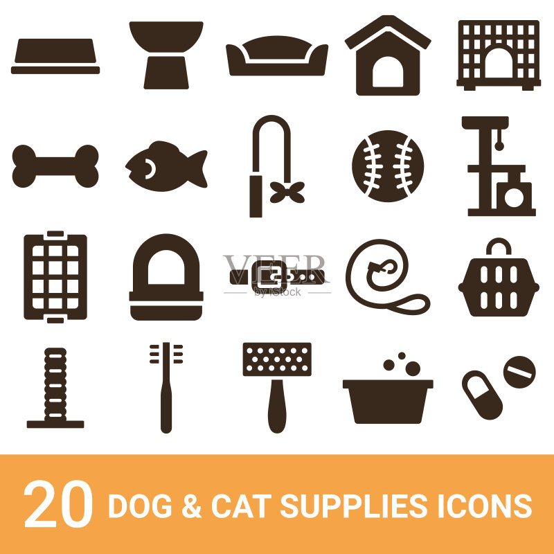 产品图标,猫狗用品,轮廓,20套图标素材
