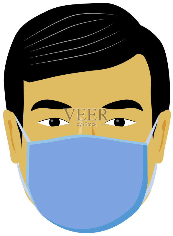 亚洲人在面具矢量图标正版插画素材