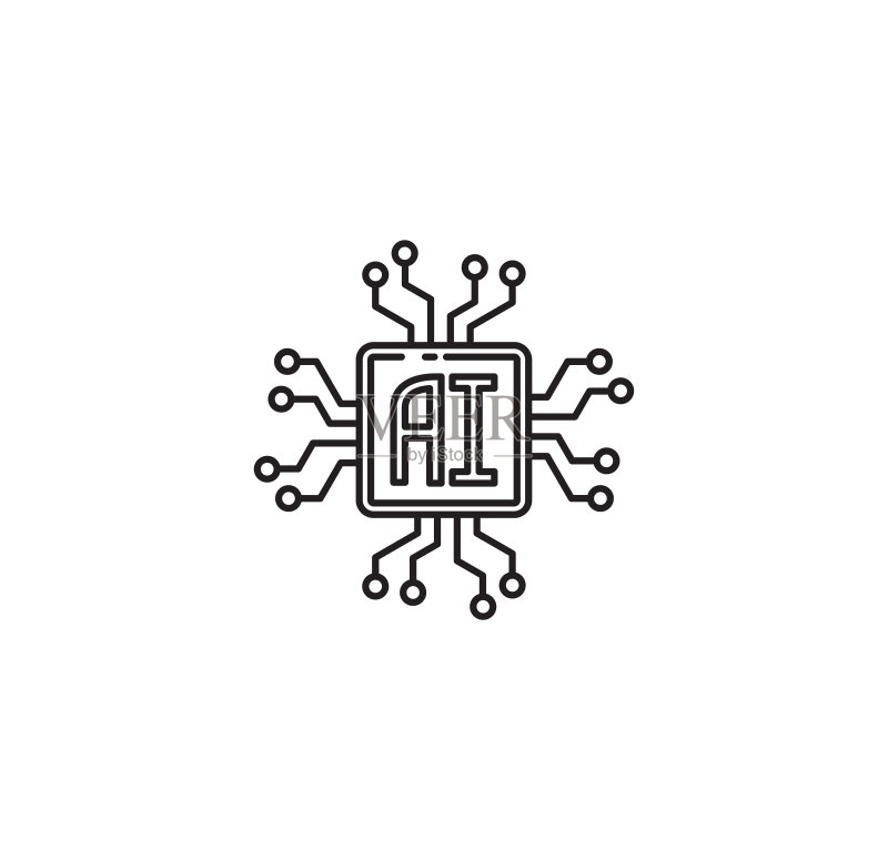 用于图形和网页设计的AI相关图标背景。简单的互联网概念符号,适用于网站按钮或移动应用程序图标素材