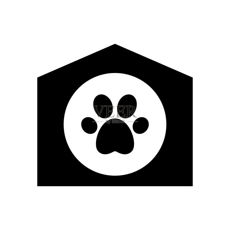 宠物屋爪印剪影图标图标素材