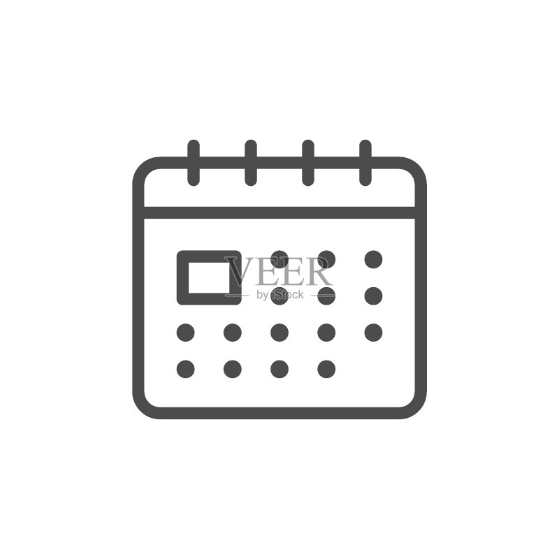 日历线条轮廓图标和页面符号图标素材
