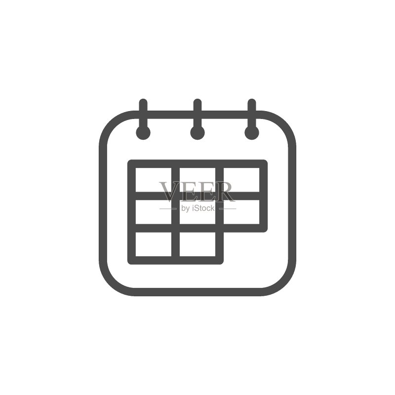 日历线条轮廓图标和页面符号图标素材