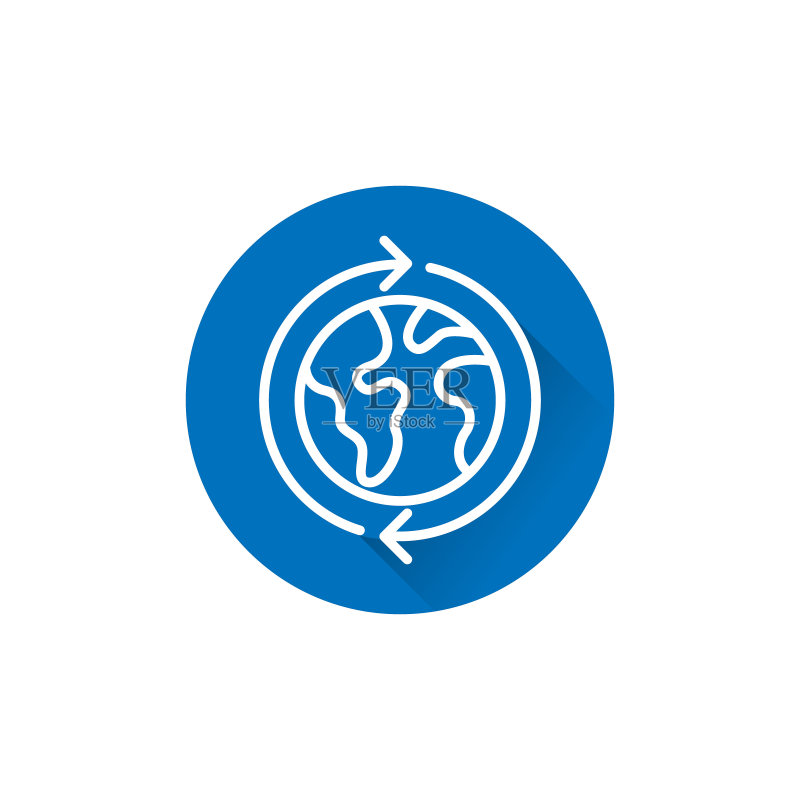 世界地球仪图标矢量素材:用于网站、移动端、Logo、App和UI的现代简约平面符号图标素材