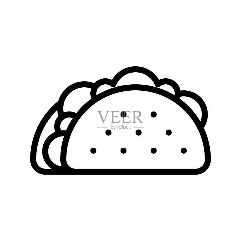 墨西哥卷饼矢量图,快餐相关线条设计图标图标素材