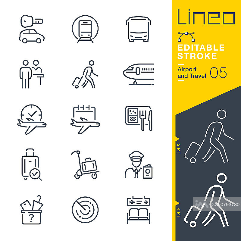 Lineo可编辑笔画-机场和旅行轮廓图标图标素材