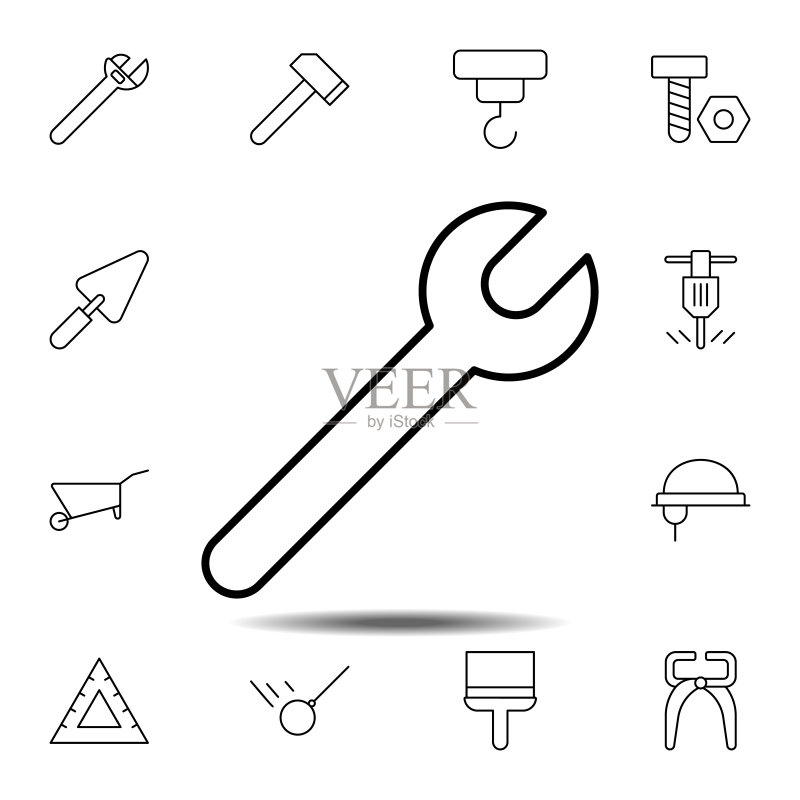 扳手,DIY图标。用于UI和UX,网站或移动应用的建筑工具图标集的简单细线轮廓矢量元素图标素材