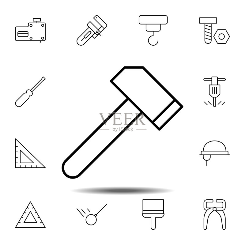 锤子图标:建筑工具UI/UX元素图标素材