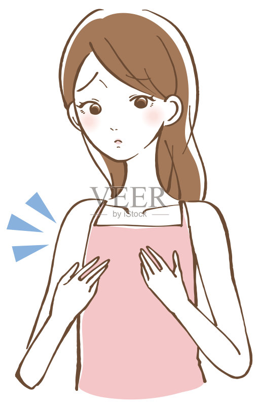 关心胸部大小的女士插画图片素材