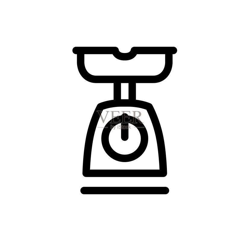 家用秤图标。白色背景上的矢量图标。新潮线性图标。网站和印刷用图标。Logo、标志、符号。界面元素。图标素材