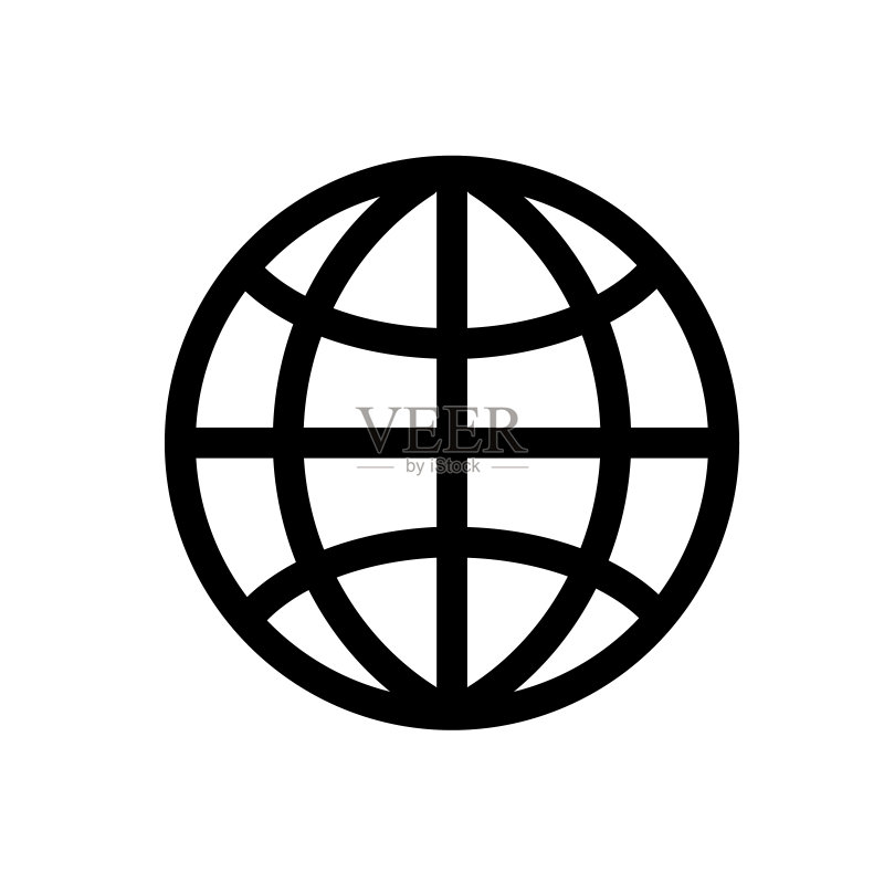 地球图标:网站和印刷的线性矢量元素图标素材