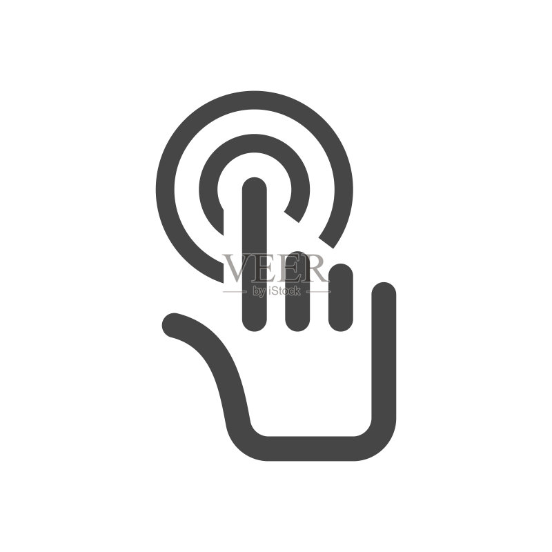 白色背景的触摸手部轮廓图标,适用于网站设计、Logo、App和UI,矢量图,EPS10图标素材