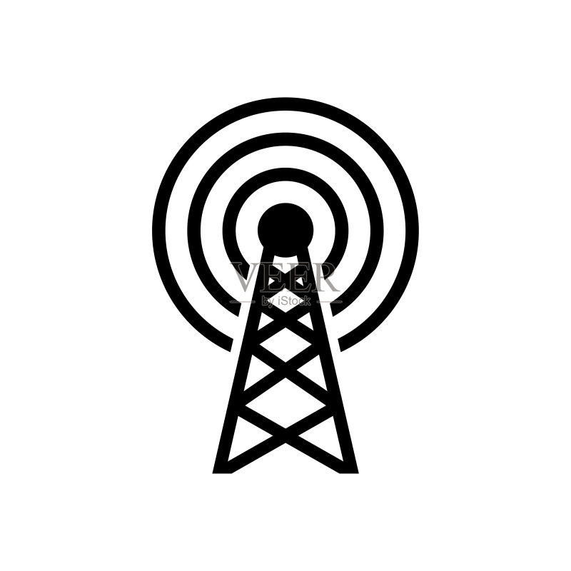 广播发射天线图标,白色背景图标素材