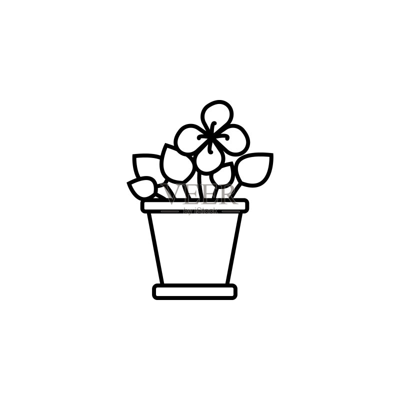 白色背景上的花朵线条图标图标素材