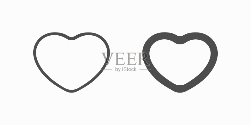 黑色心形图标设计元素,Logo元素插画,爱心符号矢量图标素材