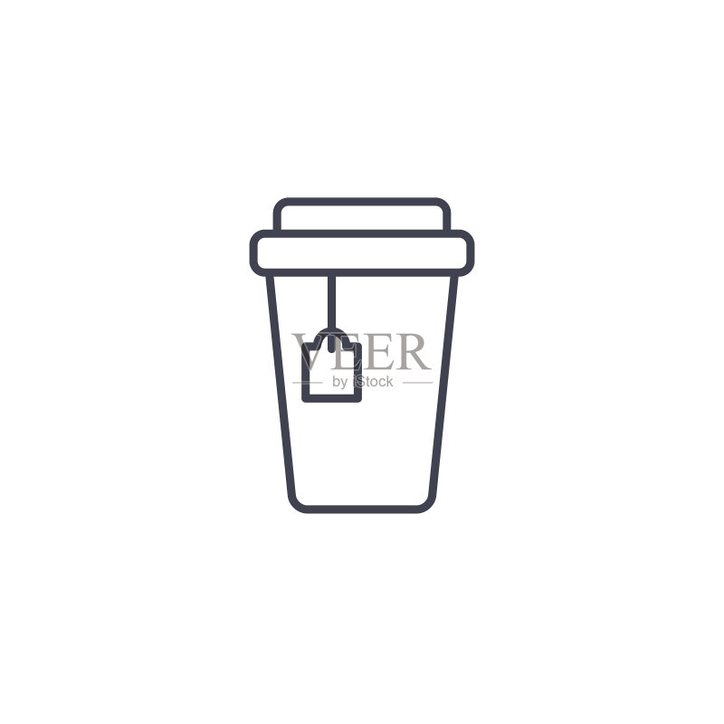 外带茶杯线条图标。矢量扁平设计插图图标素材