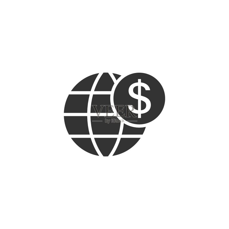 扁平风格的全球商业图标:货币交易矢量插画图标素材