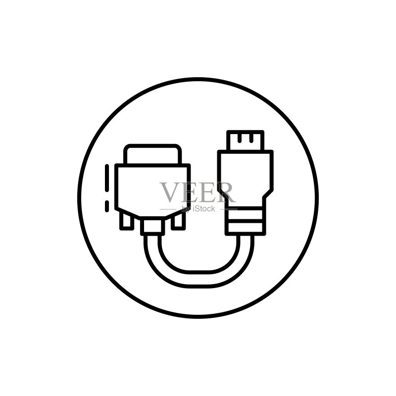 DVI连接器图标(UI和UX网站或移动应用线性轮廓元素)图标素材