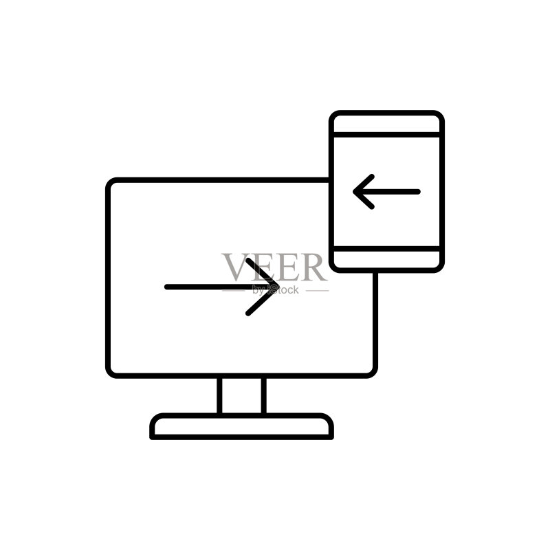 响应式电脑手机SEO图标,用于UI和UX、网站或移动应用的商业图标的简单线条轮廓矢量元素图标素材