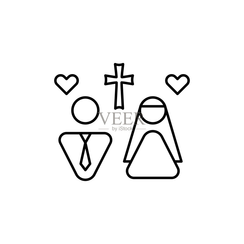 婚姻,基督教图标。用于UI和UX、网站或移动应用的简单线条、轮廓矢量宗教图标图标素材