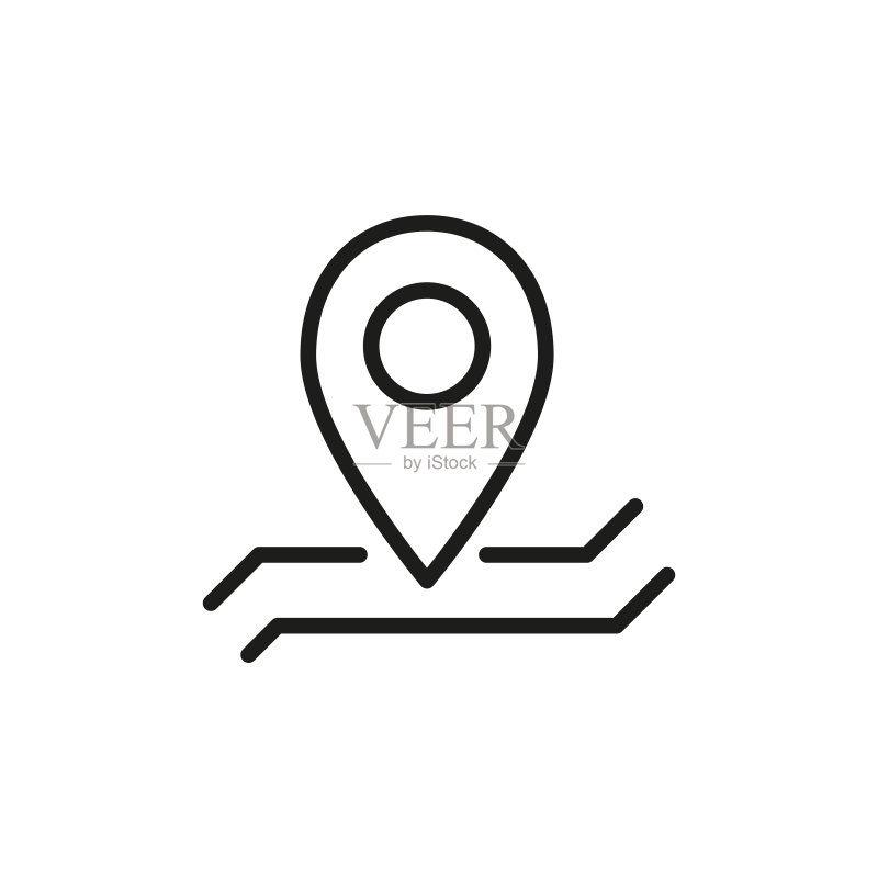 简约地图图钉线条图标图标素材