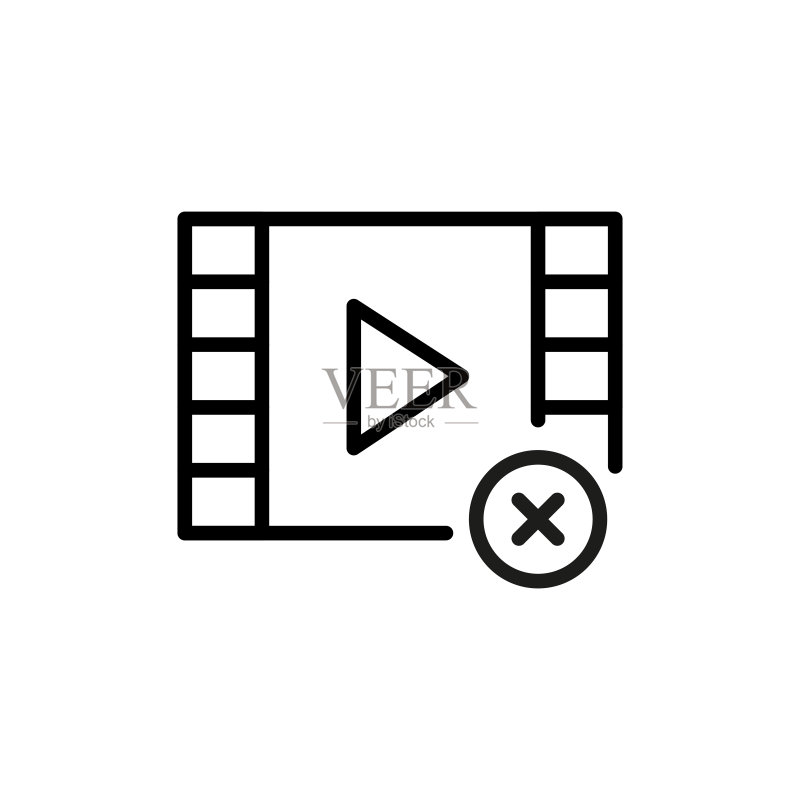 简约视频播放器线性图标图标素材