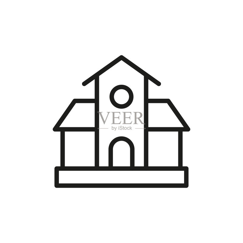 简约学校建筑线条图标图标素材