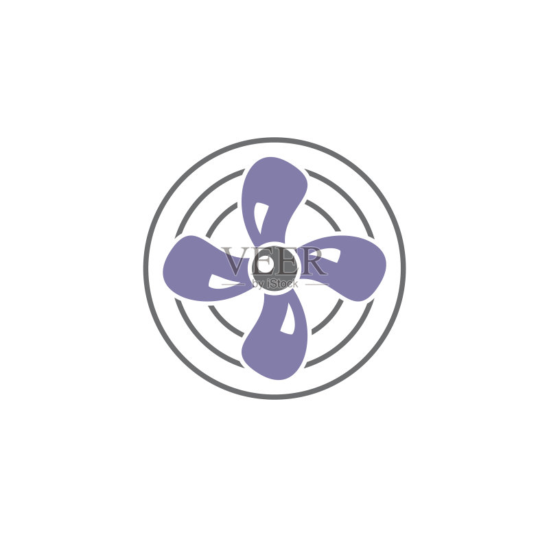 用于图形和网页设计的背景上的风扇图标。用于Web或移动应用程序的创意插图概念符号。图标素材