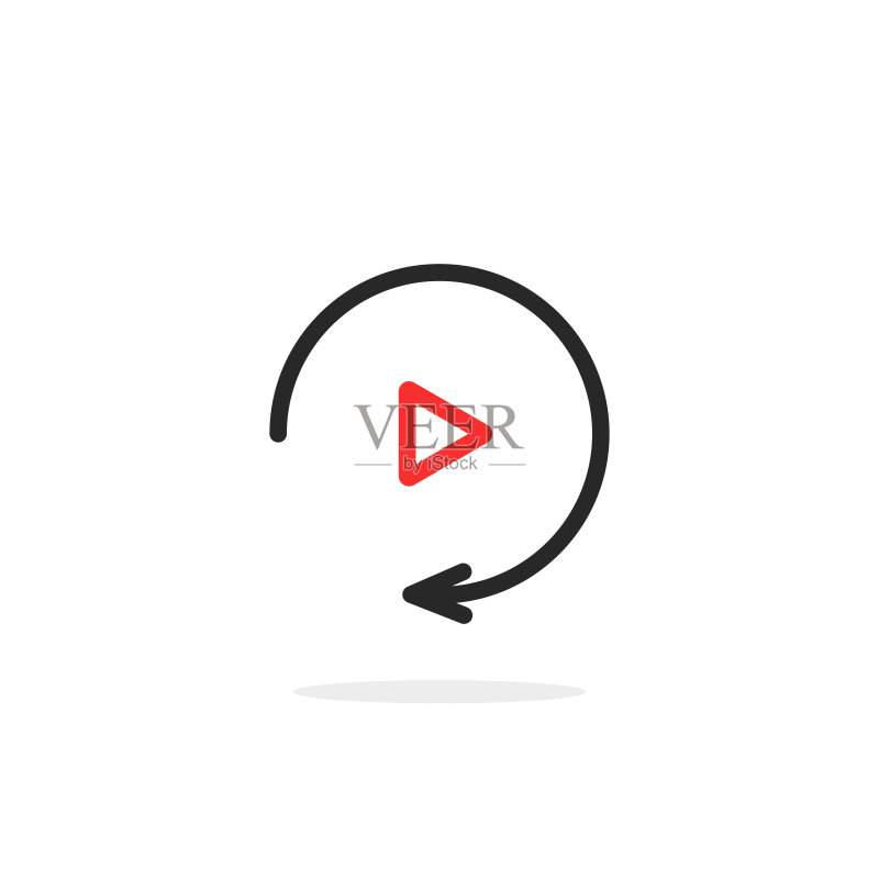简约细线条重播图标图标素材