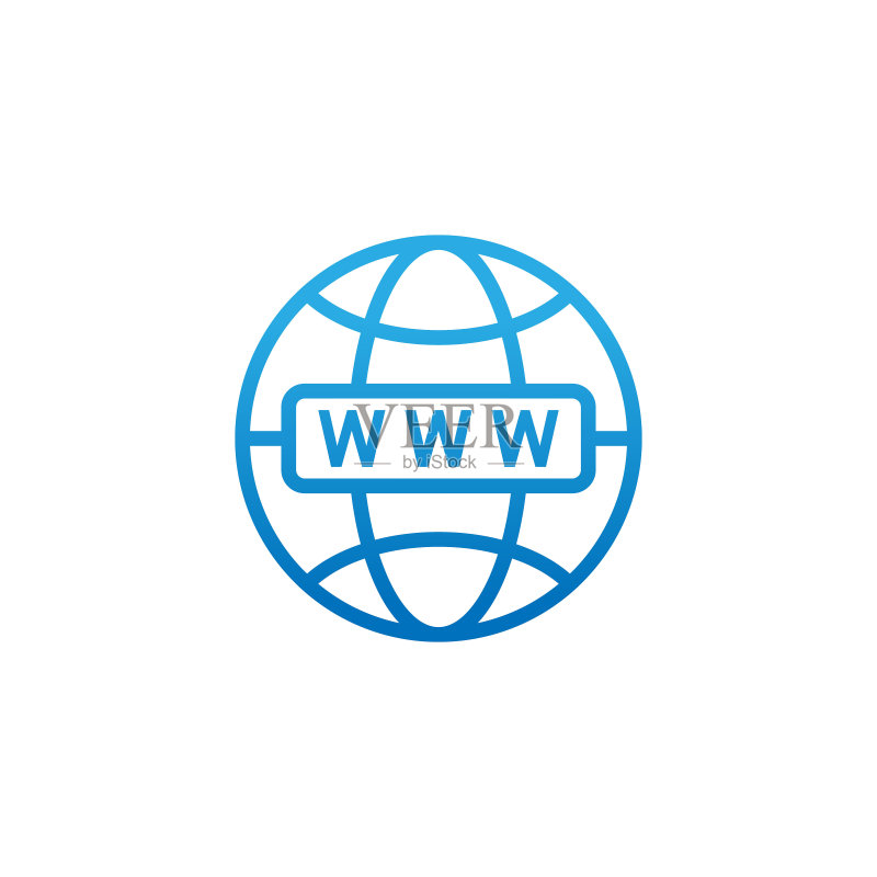 网站图标矢量设计插图,网站WWW图标,网站矢量扁平图标符号,适用于网站、logo、图形元素、App、UI图标素材