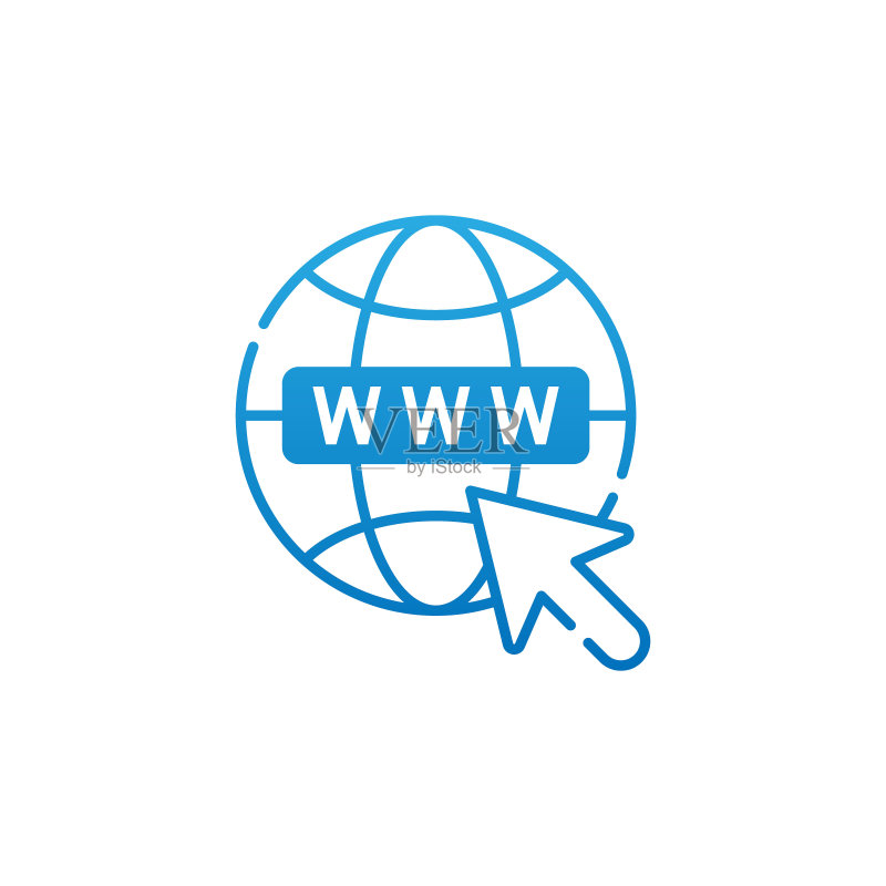 网站图标矢量设计插图,网站WWW图标,网站矢量扁平图标符号,适用于网站、logo、图形元素、App、UI图标素材