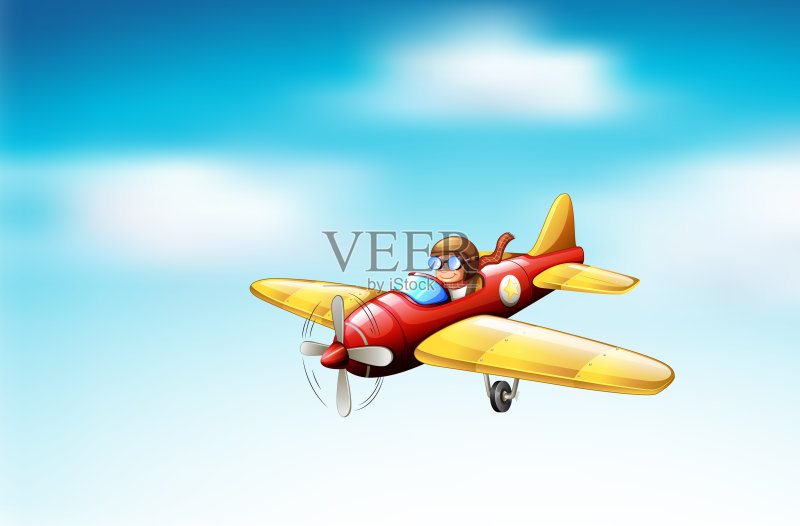 飞机在天空中飞行的场景正版插画素材