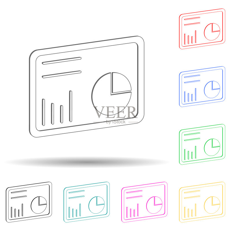 平板电脑屏幕上的多色指示器图标图标素材