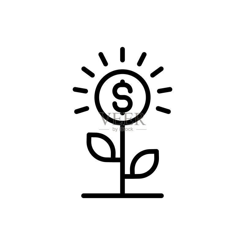 简约的资金增长线条图标图标素材
