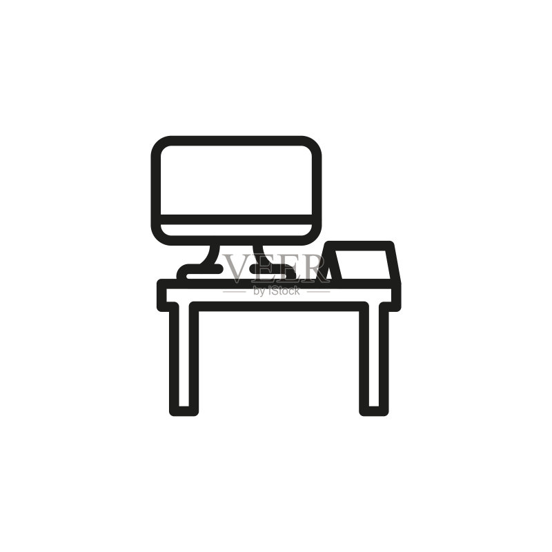 简约办公桌线条图标图标素材