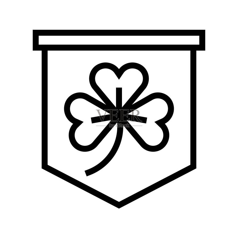三叶草旗帜图标,圣帕特里克节相关矢量图图标素材