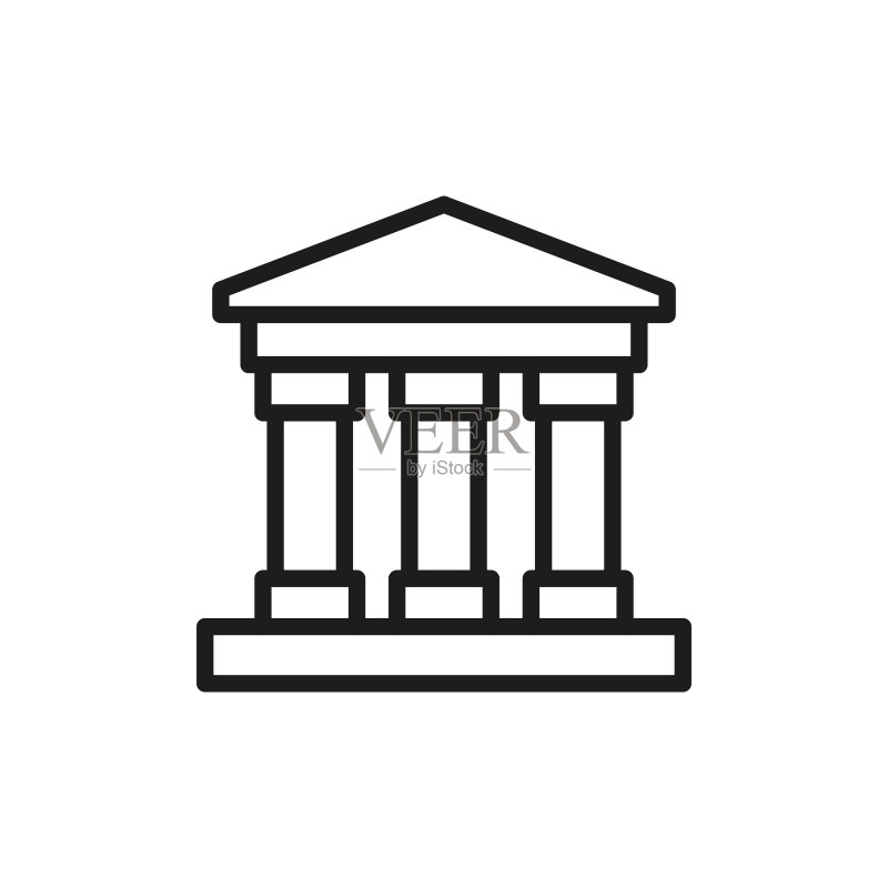 银行线条图标图标素材