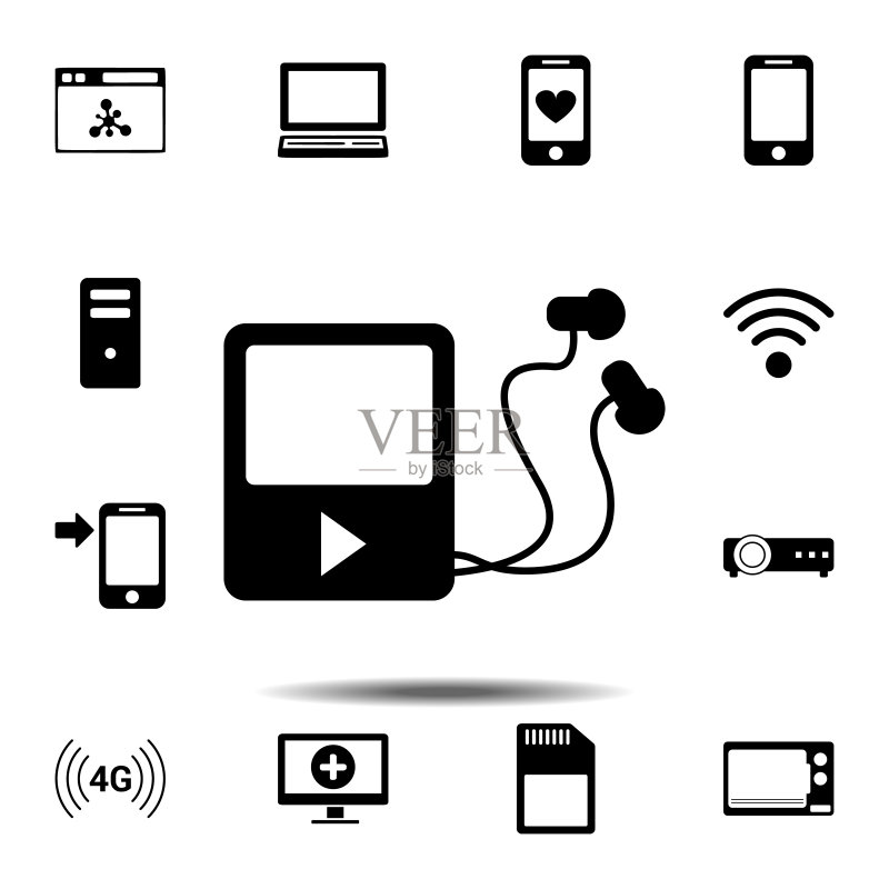 MP3播放器图标:技术图标集的矢量元素,用于UI和UX、网站或移动应用图标素材