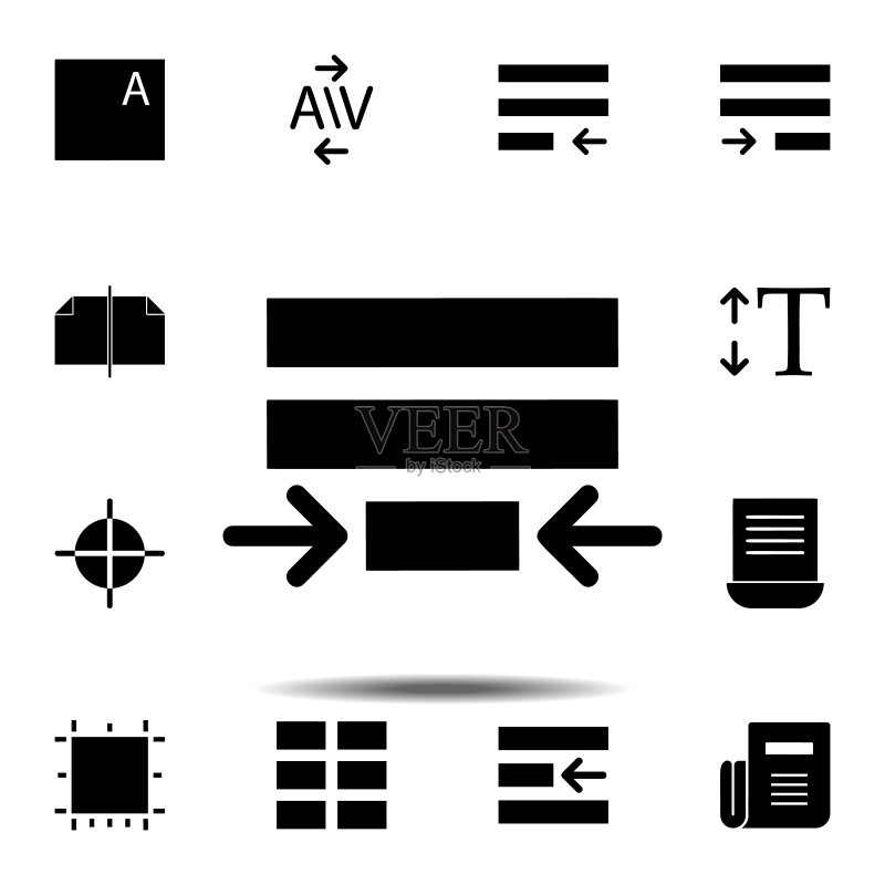 段落、文本图标,用于UI和UX的简单字形文本编辑器矢量图标,网站或移动应用程序图标素材