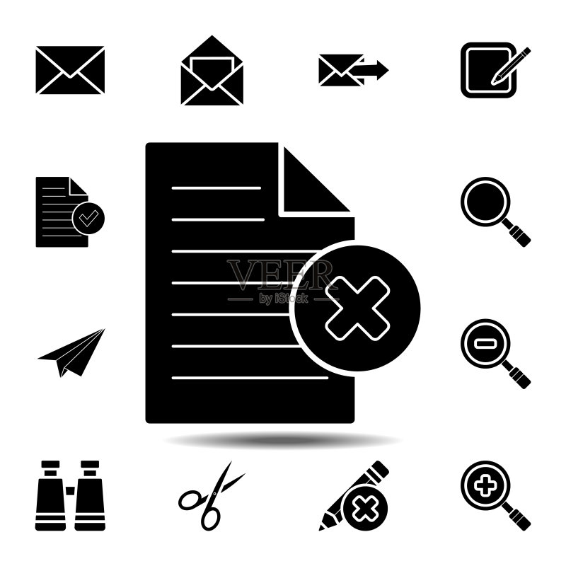 删除带叉号的文件图标:简约的UI/UX网站或移动应用矢量元素图标素材