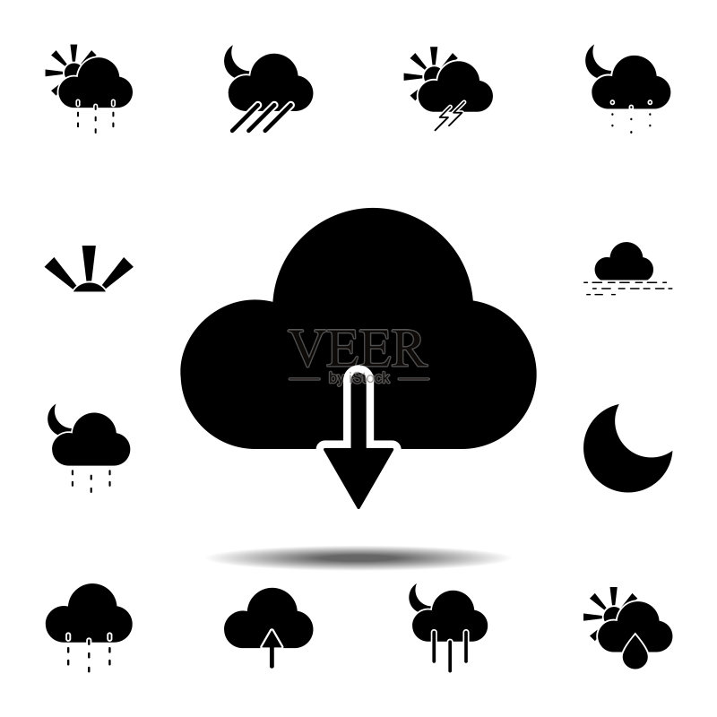 低云图标:用于UI和UX、网站或移动应用程序的天气集简单符号矢量图标素材