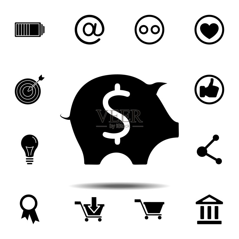 储蓄罐图标。Web的简单字形矢量元素,用于UI和UX的简约图标集,网站或移动应用程序图标素材