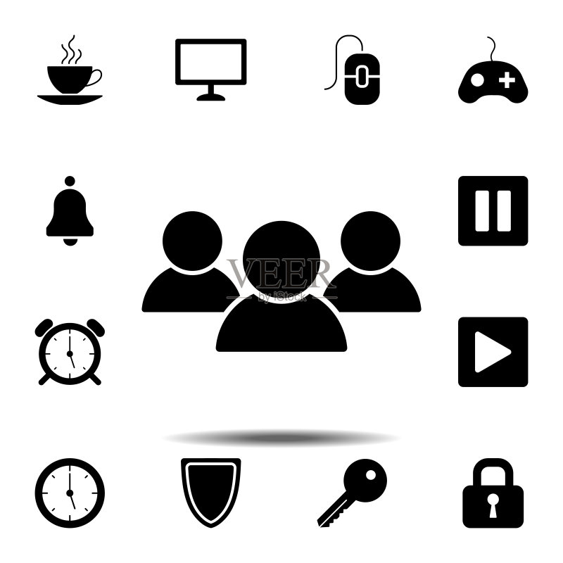 社交网络用户图标:Web的简单字形矢量元素,用于UI和UX的简约图标集图标素材