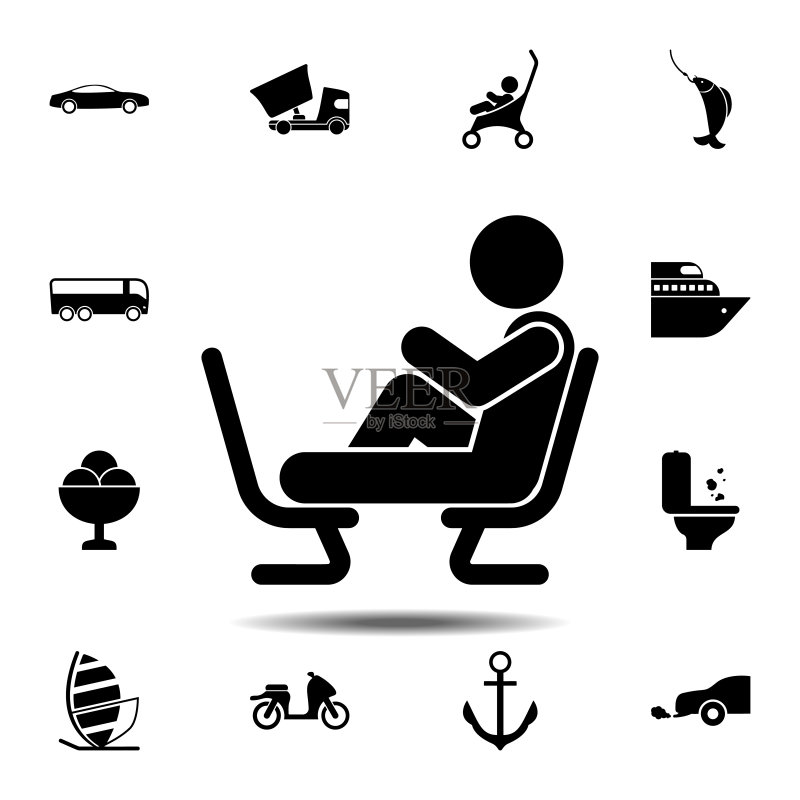 椅子上的脚、男人图标,通用图标集的扁平矢量元素,用于UI和UX、网站或移动应用图标素材