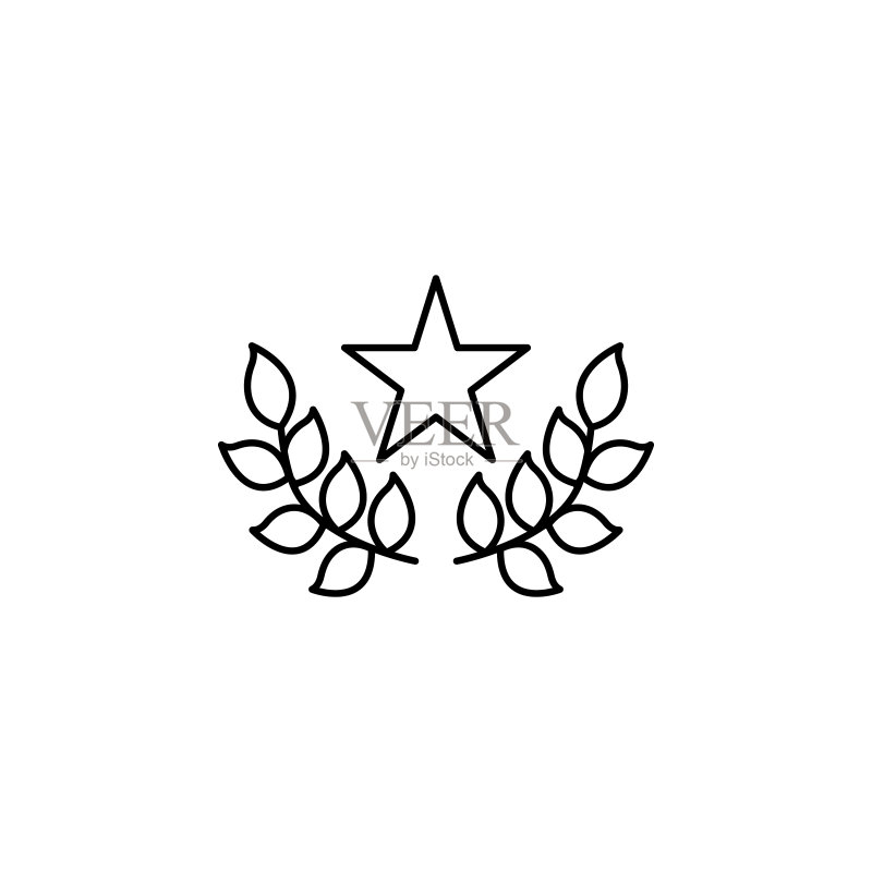 奖项、星星、花瓣图标。用于UI和UX的极简细线矢量奖励图标,适用于网站或移动应用图标素材