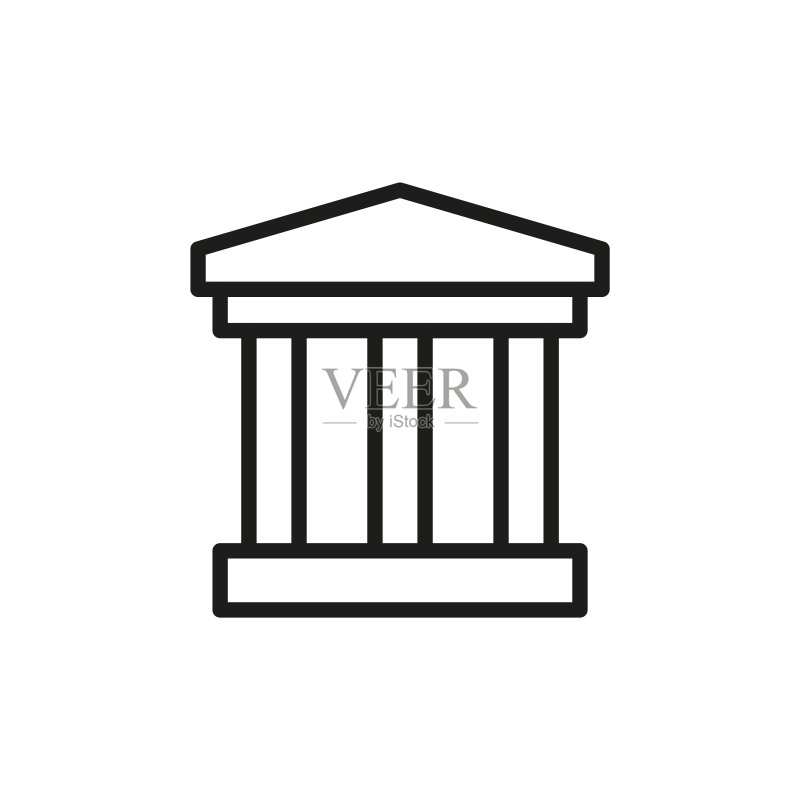 银行线条图标图标素材