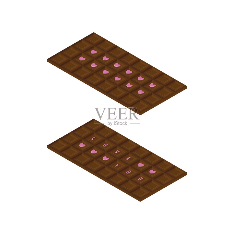 2.5D巧克力矢量设计与情书图标插画图标素材