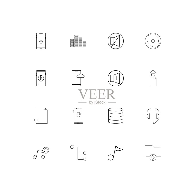 音乐线性细图标集,简单矢量图标图标素材
